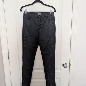 Black High-Waisted Button-Up Pants